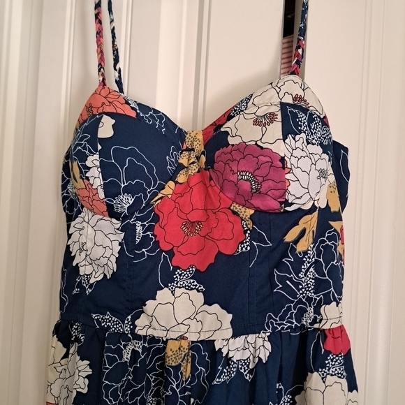 BAND OF THE FREE bold floral palazzo pant jumpsuit coastal lined padded top LG - Picture 3 of 10